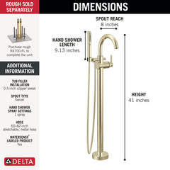 DELTA FAUCET Delta T4759-PNFL Trinsic Floor Mount Tub Filler Trim with Hand Shower