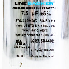 SUPCO Supco LCR7.5X440R Capacitor Round Run 7.5 uf 370/440 Volts