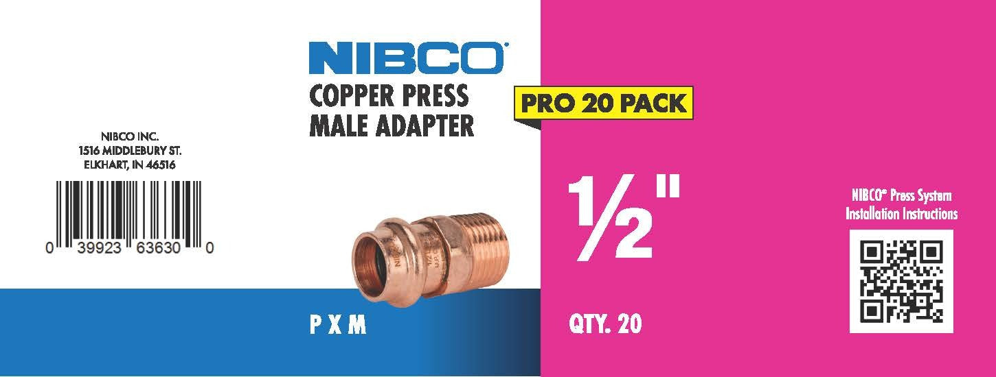 NIBCO Nibco PRESADCMIP12-JAR Copper Press Male Adapter 1/2 in 20pk