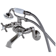 KINGSTON BRASS Kingston Brass KS286SN Essex Wall Mount Clawfoot Tub Faucet with Hand Shower