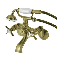 KINGSTON BRASS Kingston Brass KS286SN Essex Wall Mount Clawfoot Tub Faucet with Hand Shower