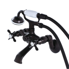 KINGSTON BRASS Kingston Brass KS286SN Essex Wall Mount Clawfoot Tub Faucet with Hand Shower