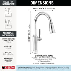 DELTA FAUCET Delta 9184-PR-DST Renaldi Single Handle Pull-Down Kitchen Faucet 1.8 GPM