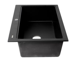 ALFI ALFI AB3418SBDI-BLA Brand 33 inches Granite Composite Workstation Step Rim Single Bowl Drop In Sink with Accessories