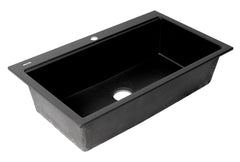 ALFI ALFI AB3418SBDI-BLA Brand 33 inches Granite Composite Workstation Step Rim Single Bowl Drop In Sink with Accessories