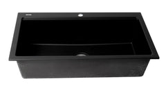 ALFI ALFI AB3418SBDI-BLA Brand 33 inches Granite Composite Workstation Step Rim Single Bowl Drop In Sink with Accessories