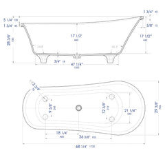 ALFI ALFI AB9960 Bathtub White Matte Clawfoot Solid Surface Resin 67-inch