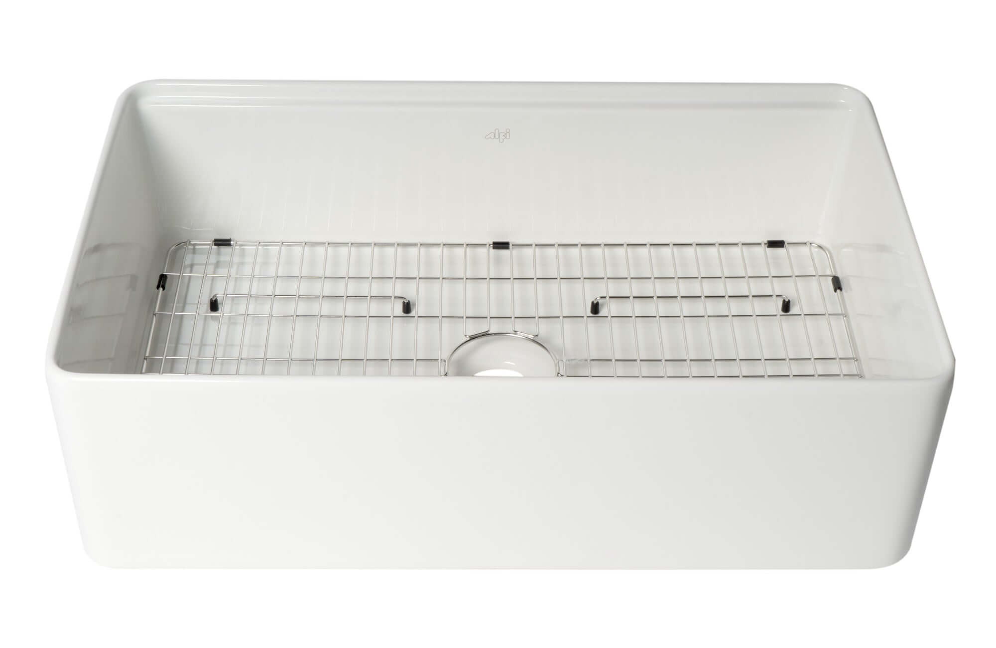 ALFI ALFI ABFS3320S-W 33 in. Step Rim Farmhouse/Apron-Front Single Bowl Fireclay Kitchen Sink Workstation /w Accessories