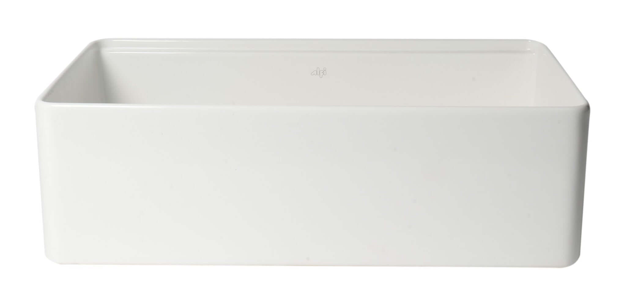 ALFI ALFI ABFS3320S-W 33 in. Step Rim Farmhouse/Apron-Front Single Bowl Fireclay Kitchen Sink Workstation /w Accessories