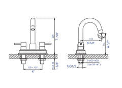 ALFI ALFI AB1400-BN Bathroom Faucet 4 Feet Centerset