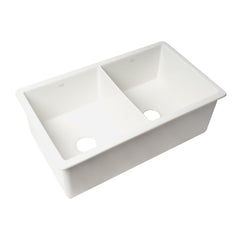 ALFI ALFI ABF3219DUD-W Double Bowl Fireclay Undermount/Drop In Kitchen Sink