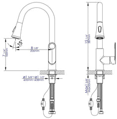 ALFI Alfi ABKF3480 Gooseneck Pull Down Kitchen Faucet