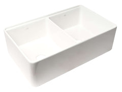 ALFI ALFI ABFS3320D-W Workstation Double Bowl Fireclay Farm Sink 33 Inches x 20 Inches