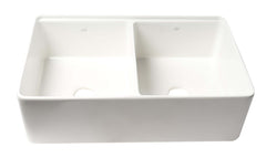 ALFI ALFI ABFS3320D-W Workstation Double Bowl Fireclay Farm Sink 33 Inches x 20 Inches