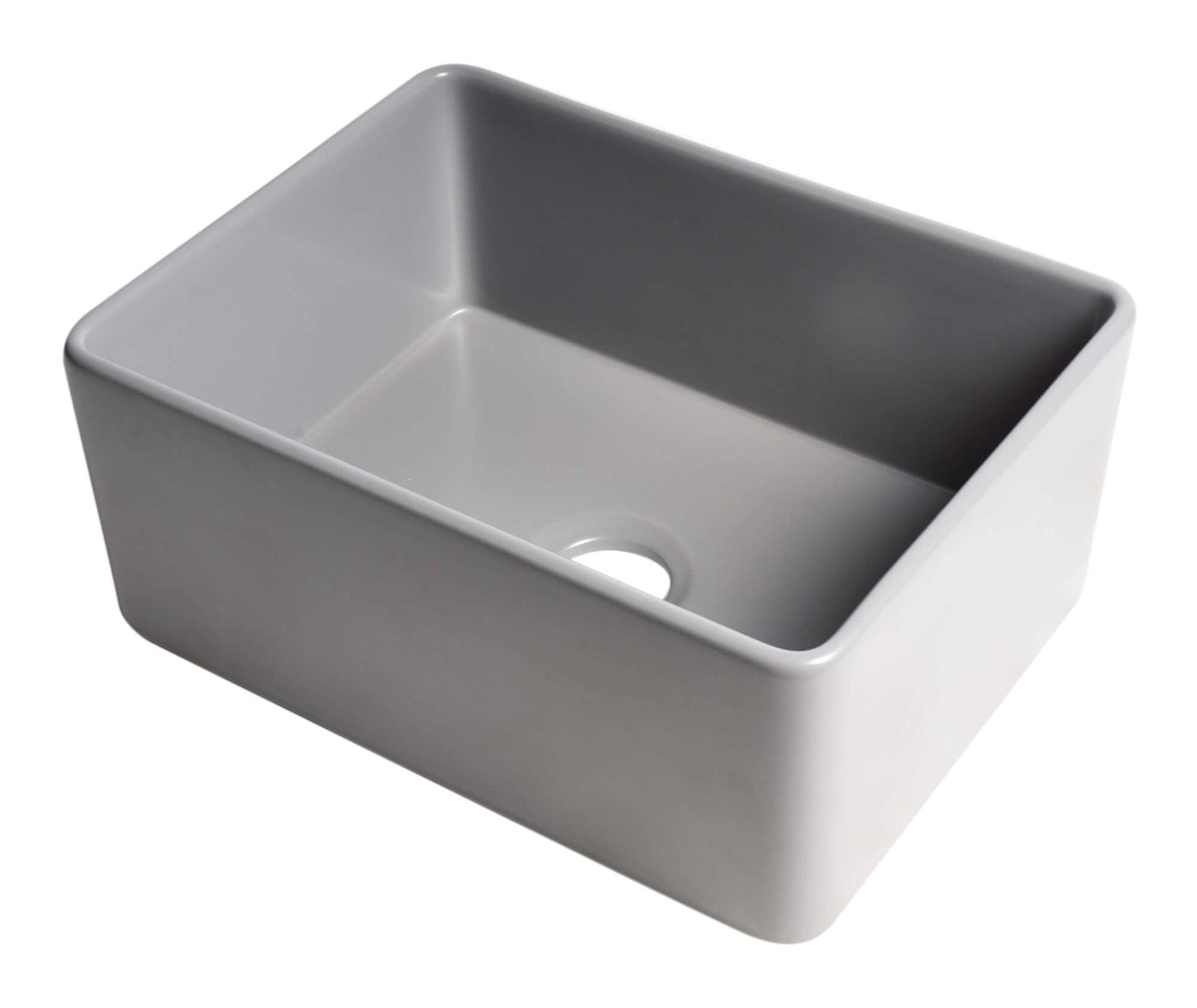 ALFI ALFI ABF2418-GM Gray Matte Smooth Apron 24-in x 18-in Single Bowl Fireclay Farm Sink