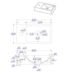 ALFI ALFI ABCO108 Brand 16 inches Small Rectangular Solid Concrete Wall Mounted Bathroom Sink