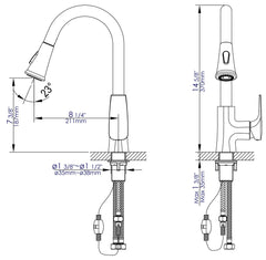 ALFI ALFI ABKF3889-PC Brand Lever Gooseneck Spout Touch Kitchen Faucet 1.8 GPM