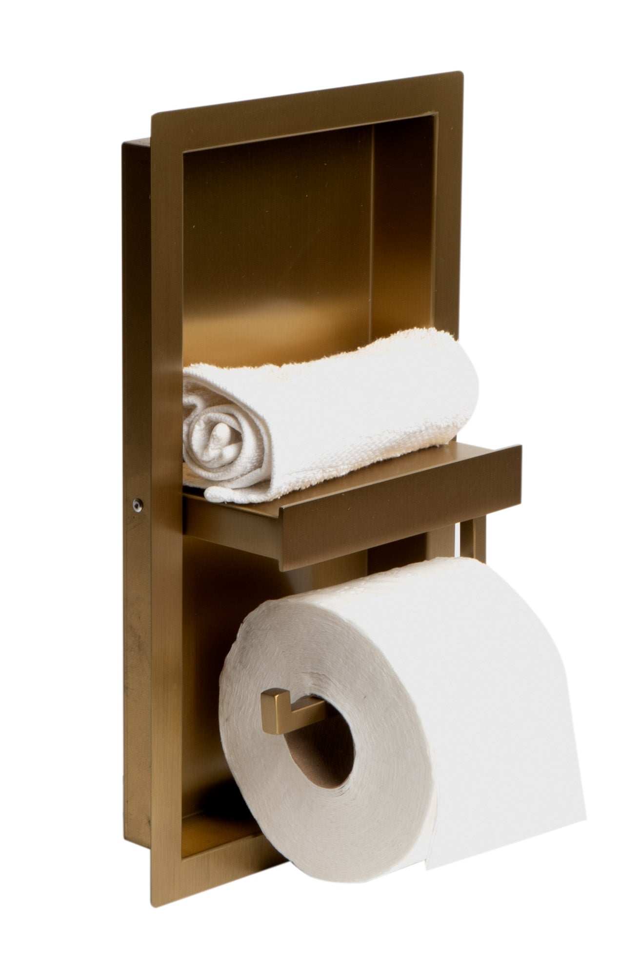 ALFI ALFI ABTPNP88-BG Brand Brushed Gold PVD Stainless Steel Recessed Toilet Paper Holder Niche