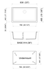 ALFI ALFI AB3322UM-T Single Bowl Undermount Granite Composite Kitchen Sink