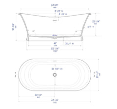 ALFI ALFI AB9950 Alfi 67 inches White Matte Pedestal Solid Surface Resin Bathtub