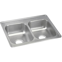DAYTON DAYTON D225190 Classic 25 x 19 in. No Hole Stainless Steel Double Bowl Drop-in Kitchen Sink