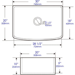 ALFI ALFI ABFC3020-W Brand ABFC3020-W White Smooth Curved Apron 30 inches x 20 inches Replacement MPN
