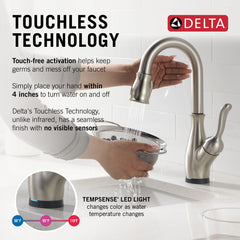 DELTA FAUCET Delta 9678TL-SP-DST Leland Touch 2 O Bar / Prep Faucet with Touchless Technology