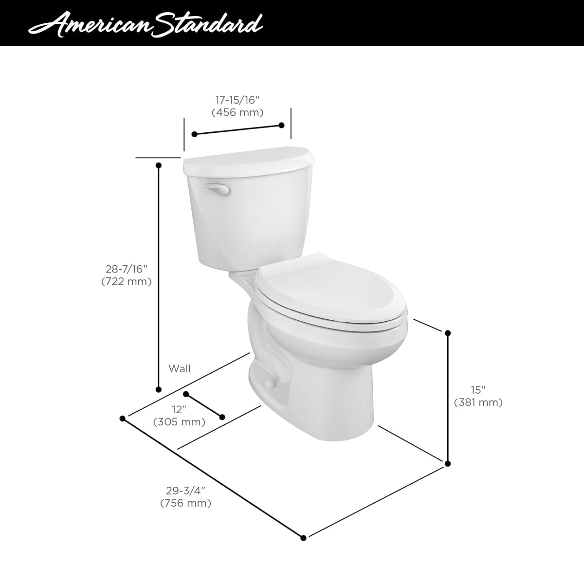 AMERICAN STANDARD American Standard 250CA104.020 1.28 Gpf Elongated Two Piece Toilet