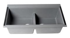 ALFI ALFI AB3418DBUM-T Workstation Step Rim Double Bowl Undermount Sink 33 inches