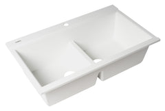 ALFI ALFI AB3418DBDI-W White Granite Composite Workstation Double Bowl Drop In Sink