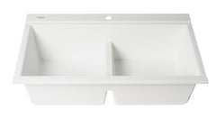 ALFI ALFI AB3418DBDI-W White Granite Composite Workstation Double Bowl Drop In Sink