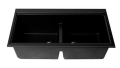 ALFI ALFI AB3418DBUM-BLA Undermount Granite Composite Workstation Kitchen Sink 33.86 inches Double Bowl