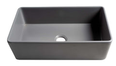 ALFI Alfi ABF3318S-GM Grey Matte Fireclay 33 in. Single Bowl Farmhouse Apron Workstation Kitchen Sink