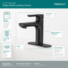 PEERLESS Peerless P1513LF-BL Flute Single Top Handle Lavatory Faucet
