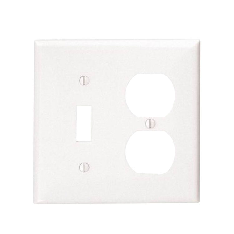 LEVITON Leviton 002-80705-00W 2-Gang Wallplate 1-Toggle and 1-Duplex Standard Size