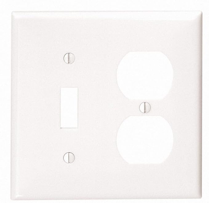 LEVITON Leviton 002-80705-00W 2-Gang Wallplate 1-Toggle and 1-Duplex Standard Size