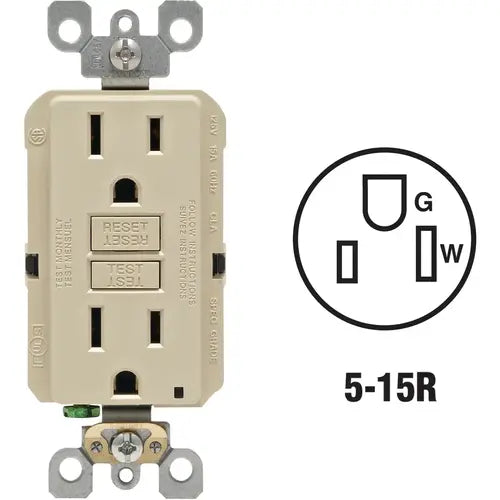 LEVITON Leviton M01-GFNT1-03I SmartlockPro GFCI Receptacle 125 V 15 A NEMA 5-15R