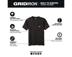 MILWAUKEE Milwaukee 605B-M GRIDIRON Men's Medium Short-Sleeve Pocket T-Shirt