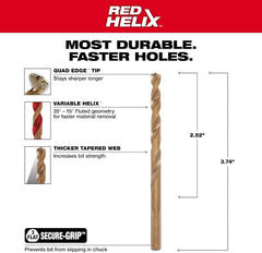 MILWAUKEE Milwaukee 48-89-2311 Cobalt Red Helix Jobber Length Drill Bit 7/32 Inch