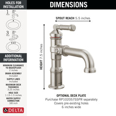 DELTA FAUCET Delta 584-SS-PR-DST Broderick Single Handle Bathroom Faucet 1.2 GPM