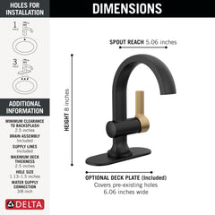 DELTA FAUCET Delta 15855LF-GZ Albion Single Handle Bathroom Faucet 1.2 GPM