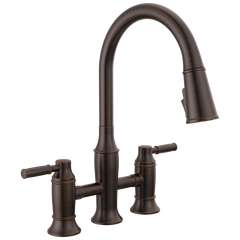 DELTA FAUCET Delta 2384L-RB-DST Renaldi Two Handle Pull-Down Bridge Kitchen Faucet 1.8 gpm