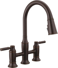 DELTA FAUCET Delta 2384L-RB-DST Renaldi Two Handle Pull-Down Bridge Kitchen Faucet 1.8 gpm