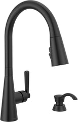 DELTA FAUCET Delta 19893Z-BLSD-DST Boyd Single Handle Pull-Down Kitchen Faucet with Soap Dispenser and ShieldSpray Technology