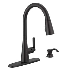 DELTA FAUCET Delta 19893Z-BLSD-DST Boyd Single Handle Pull-Down Kitchen Faucet with Soap Dispenser and ShieldSpray Technology