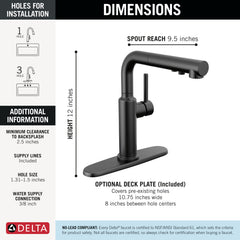DELTA FAUCET Delta 16879-BL-DST Daneri Single Handle Pull-Out Kitchen Faucet 1.8 gpm
