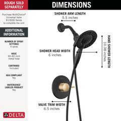 DELTA FAUCET Delta T142855-GZ-I Monitor 14 Series Shower Only Trim with In2ition Hand Shower