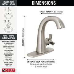 DELTA FAUCET DELTA 5776-SS-PR-MPU-DST Stryke Single Handle Bathroom Faucet 1.2 gpm