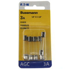 EATON EATON BP/AGC-3-RP Bussmann 3 Amp Glass Tube Fuse Pack of 5