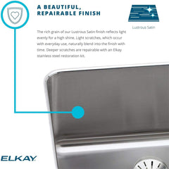 ELKAY Elkay ELUH1116 Lustertone Classic Single Bowl Undermount Stainless Steel Sink